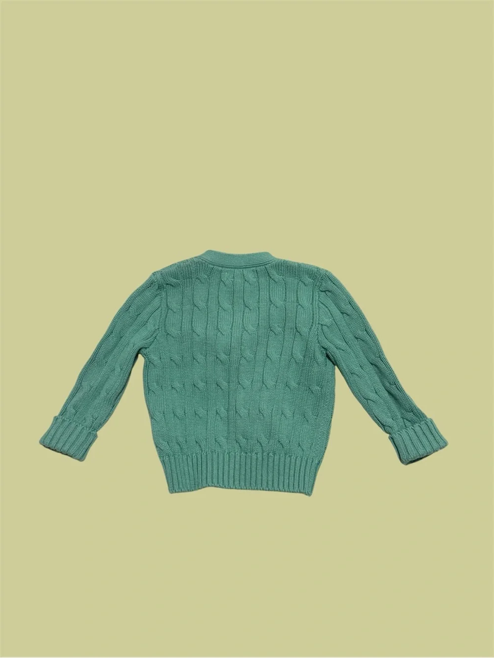 Ralph Lauren Baby Green Cable-Knit V-Neck Cardigan